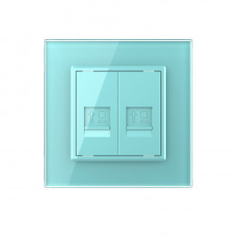 Розетка интернет двойная RJ-45 кат.6 Livolo, 1 пост, цвет зеленый