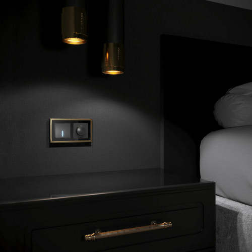 Купить Рамка из металла на 2 поста Baguette черный/латунь в rum24.ru фото: 5