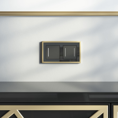 Купить Рамка из металла на 2 поста Baguette черный/латунь в rum24.ru фото: 2