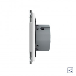 Одноклавишный проходной/перекрестный сенсорный выключатель Livolo Quadro, 1 пост, цвет белый