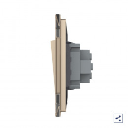 Механический проходной выключатель Livolo 1 клавиша Золотой