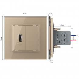 Розетка USB LIVOLO с блоком питания 5В 2.1А золотая VL-C791USB-13