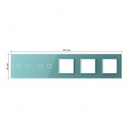 Панель для 2-х сенсорных выключателей и 3-х розеток Livolo, 4 клавиши (2+2), цвет зеленый, стекло
