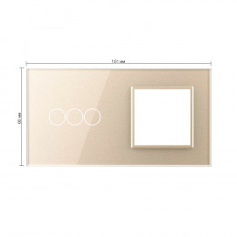 Панель для трехклавишного сенсорного выключателя и розетки Livolo, цвет шампань, стекло