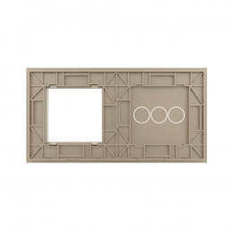 Панель для трехклавишного сенсорного выключателя и розетки Livolo, цвет шампань, стекло