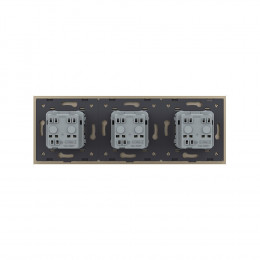 Розетка электрическая 16A Livolo, 3 поста, цвет шампань