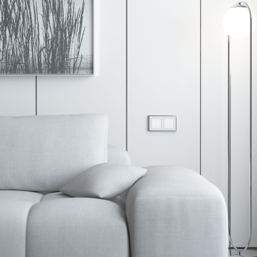 Купить Рамка из металла на 2 поста Baguette белый/серебро в rum24.ru фото: 3