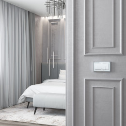 Рамка из металла на 2 поста Baguette белый/серебро