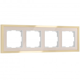 Рамка из металла на 4 поста Baguette айвори/латунь