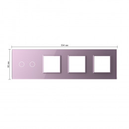 Панель для сенсорного выключателя и 3-х розеток Livolo, 2 клавиши, цвет розовый, стекло