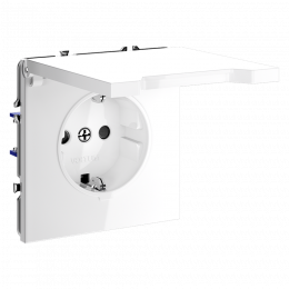 Розетка встраиваемая VOLTUM S70 с заземлением, защитными шторками и крышкой (белый глянцевый) VLS040301