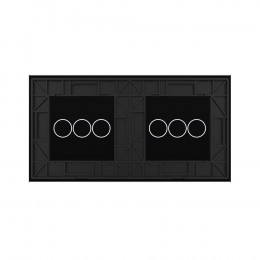 Панель для двух сенсорных выключателей Livolo, 6 клавиш (3+3), цвет черный, стекло
