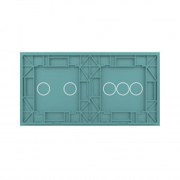 Панель для двух сенсорных выключателей Livolo, 5 клавиш (3+2), цвет зеленый, стекло