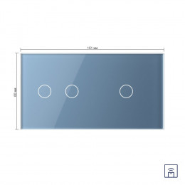 Сенсорный выключатель Livolo с функцией радиоуправления, 3 клавиши (2-1), 2 поста, цвет синий