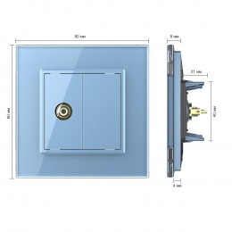 Розетка видео RCA "тюльпан" одинарная Livolo, 1 пост, цвет синий