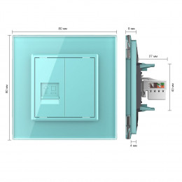 Розетка интернет одинарная RJ-45 кат.6 Livolo, 1 пост, цвет зеленый