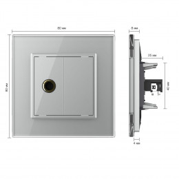 Розетка стерео аудио LIVOLO  TRS 6.3 jack серая VL-C791M1-15