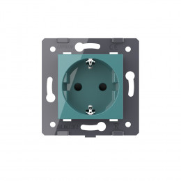 Розетка электрическая с заземлением защитными шторками 16A Livolo, цвет зеленый (механизм)