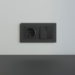 Рамка из стекла на 2 поста Senso черный soft-touch