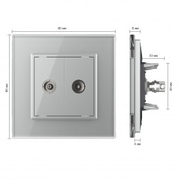 ТВ-розетка двойная LIVOLO серая VL-C792V-15