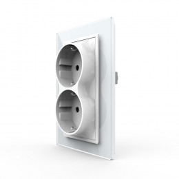 Розетка Livolo электрическая двойная 1 пост с заземлением, рамкой, защитными шторками 16A, цвет белый VL-C7CTF16A.TF16A-WP