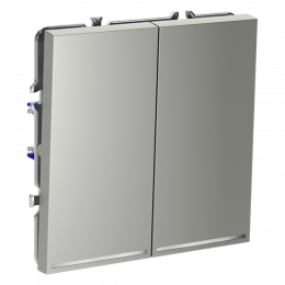 Проходной переключатель встраиваемый VOLTUM S70 двухклавишный с подсветкой (сталь) VLS020405