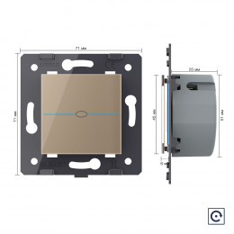 Одноклавишная сенсорная кнопка Livolo Quadro, цвет золотой (механизм)