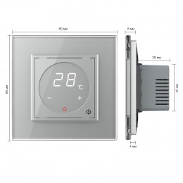 Терморегулятор пола Livolo 16А, сенсорное управление, датчик воздуха, датчик пола 5 м, Серый VL-C7FQ1-2IPS72