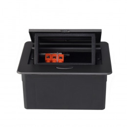 Выдвижной горизонтальный модуль RocketSocket в столешницу для розеток Livolo 2 поста, темно-серый