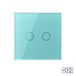 Двухклавишный проходной/перекрестный сенсорный диммер Livolo, 1 пост, цвет зеленый