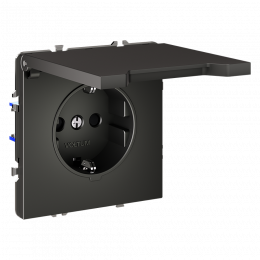 Розетка встраиваемая VOLTUM S70 с заземлением, защитными шторками и крышкой (титан) VLS040306