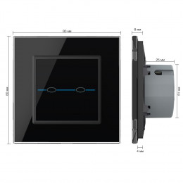 Сенсорный выключатель Livolo Quadro 2 клавиши 1 пост Черный VL-Q702-12