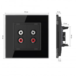 Розетка мультимедийная двойная AUDIO RCA LIVOLO черная VL-C792AD-12