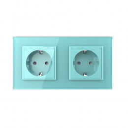 Розетка электрическая 16A Livolo, 2 поста, цвет зеленый