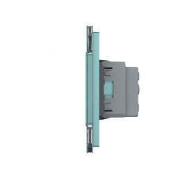 Розетка электрическая 16A Livolo, 2 поста, цвет зеленый