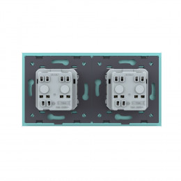 Розетка электрическая 16A Livolo, 2 поста, цвет зеленый