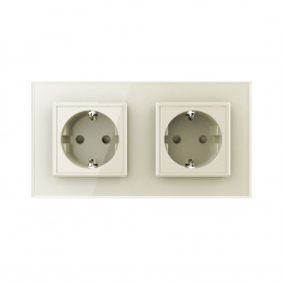 Розетка электрическая 16A Livolo, 2 поста, цвет жемчужный