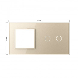 Панель для розетки и сенсорного выключателя Livolo, 2 клавиши, цвет шампань, стекло