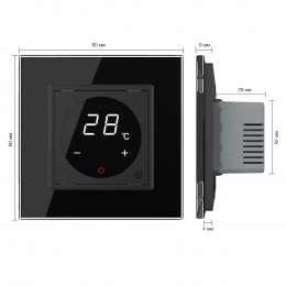 Терморегулятор пола Livolo 16А, сенсорное управление, датчик воздуха, датчик пола 5 м, Черный VL-C7FQ1-2BPS72