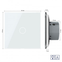 Одноклавишный сенсорный диммер Livolo с функцией радиоуправления, 1 пост, цвет белый