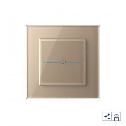 Одноклавишный проходной/перекрестный сенсорный выключатель Livolo Quadro с функцией радиоуправления, 1 пост, цвет золотой