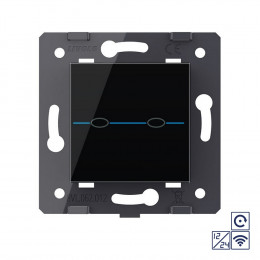 Двухклавишная сенсорная кнопка Livolo Quadro 12/24В с функцией радиоуправления, цвет черный (механизм) VL-Q7-02CHR-12