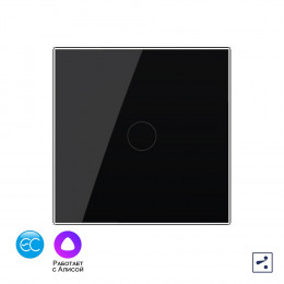 Одноклавишный проходной умный сенсорный выключатель Livolo EC, 1 пост, цвет черный VL-C701SZ2-12