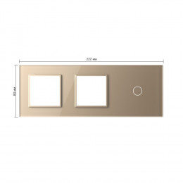 Панель для двух розеток и сенсорного выключателя Livolo, 1 клавиша, цвет золотой, стекло