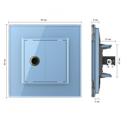 Розетка микрофон TRS 6.3 JACK одинарная Livolo, 1 пост, цвет синий