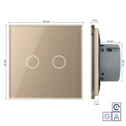 Двухклавишная радиоуправляемая сенсорная кнопка Livolo сухой контакт, 1 пост, Золотой