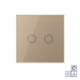 Двухклавишная радиоуправляемая сенсорная кнопка Livolo сухой контакт, 1 пост, Золотой