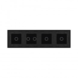 Панель для четырех сенсорных выключателей Livolo, 5 клавиш (1+1+2+1), цвет черный, стекло