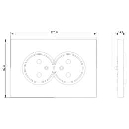 Накладка для розетки 2-й без заземления, со шторками 16A 250 В~, мокко, серия A07 DE22653