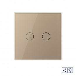 Двухклавишный проходной/перекрестный сенсорный диммер Livolo, 1 пост, цвет золотой